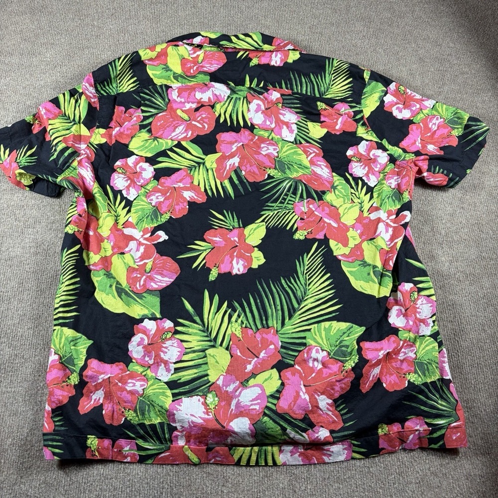 J. Crew Men's XL 100%Cotton Hawaiian Floral Hibiscus Buttoned Short-Sleeve Shirt - Picture 4 of 6
